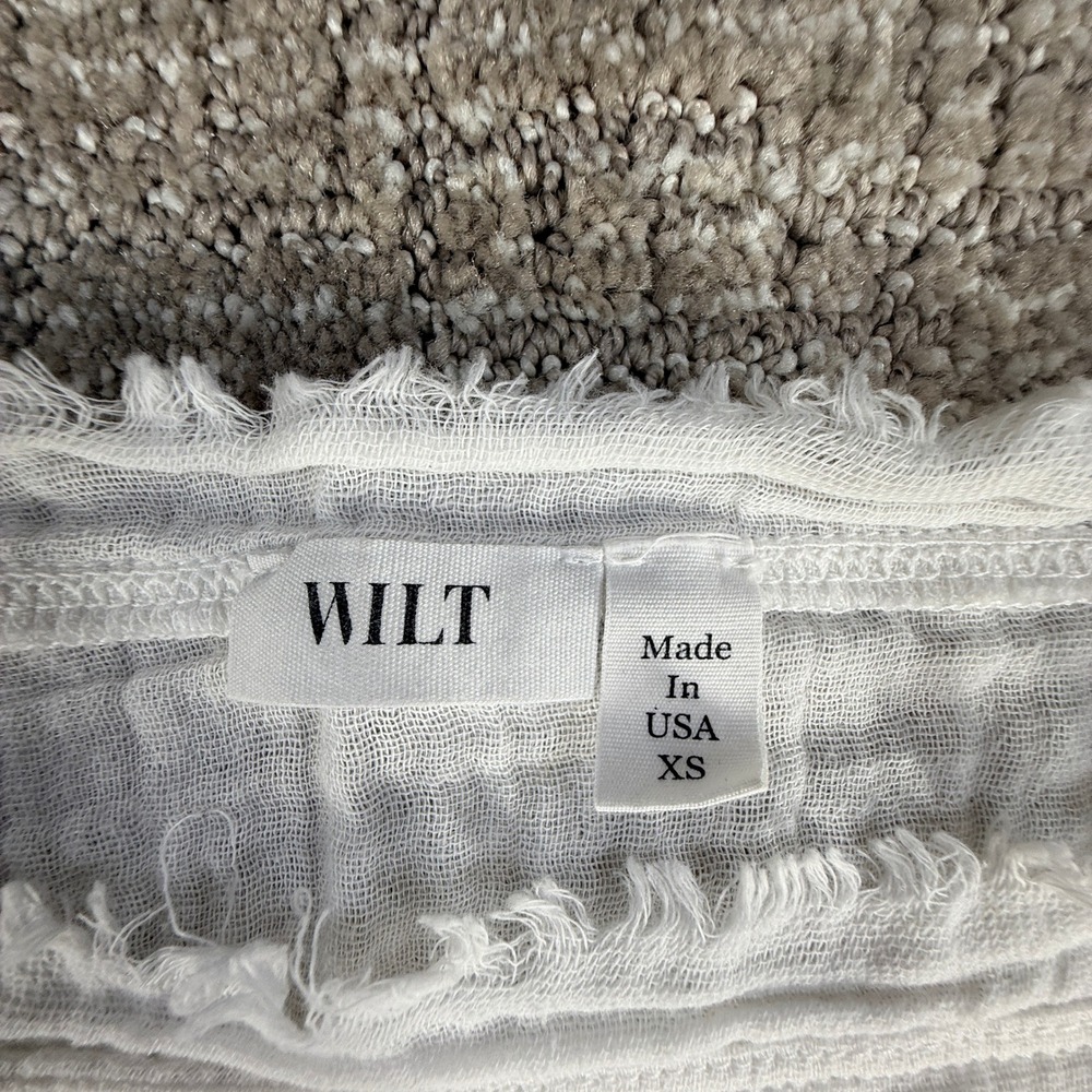 Wilt Women Tank Top Raw Hem Frayed Gauze XS White Cotton Made in USA - Picture 2 of 7